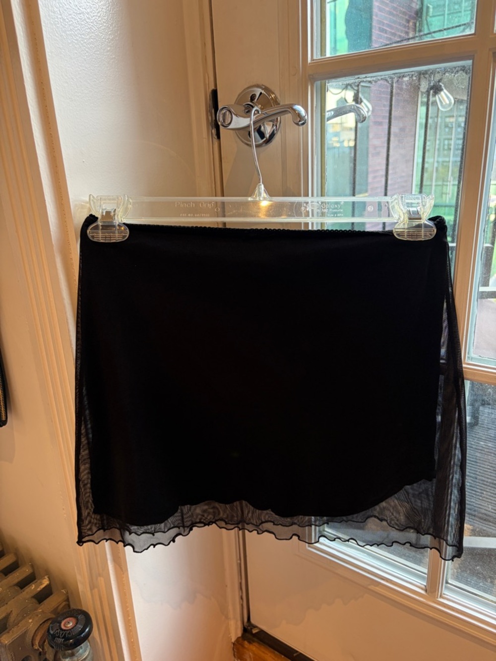 Brandy Melville Black Mini Skirt with Sheer Overlay